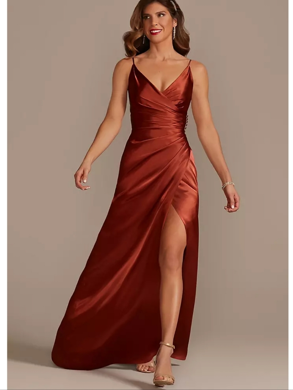 🤎David's Bridal Cinnamon Bridesmaid Formal Gown Dress